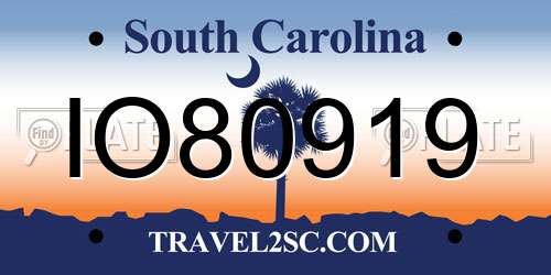 IO80919 South Carolina License Plate