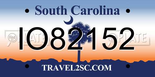 IO82152 South Carolina License Plate