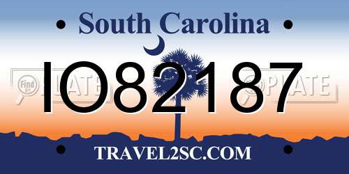 IO82187 South Carolina License Plate