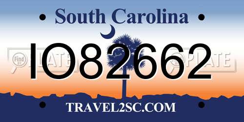 IO82662 South Carolina License Plate