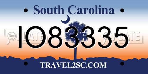 IO83335 South Carolina License Plate