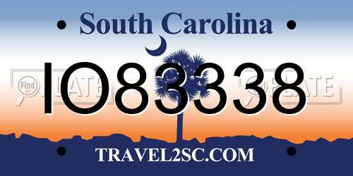 IO83338 South Carolina License Plate