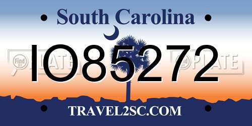 IO85272 South Carolina License Plate