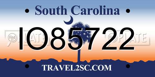 IO85722 South Carolina License Plate