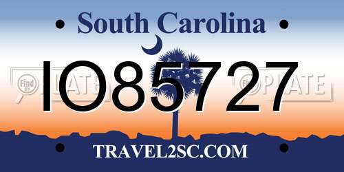 IO85727 South Carolina License Plate