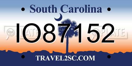 IO87152 South Carolina License Plate
