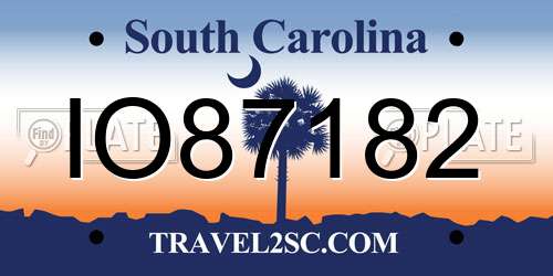 IO87182 South Carolina License Plate