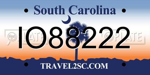 IO88222 South Carolina License Plate