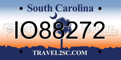 IO88272 South Carolina License Plate