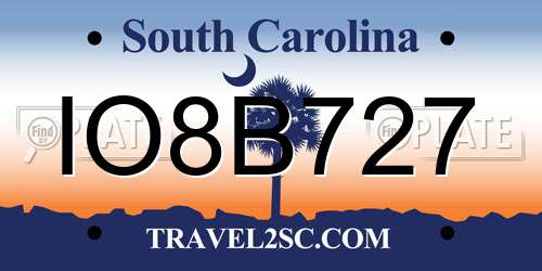 IO8B727 South Carolina License Plate