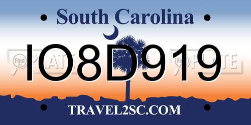 IO8D919 South Carolina License Plate