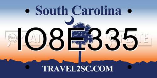 IO8E335 South Carolina License Plate