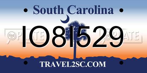 IO8I529 South Carolina License Plate