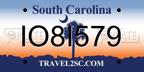 IO8I579 South Carolina License Plate