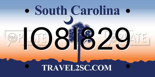 IO8I829 South Carolina License Plate