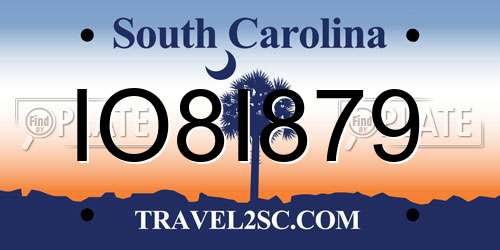 IO8I879 South Carolina License Plate
