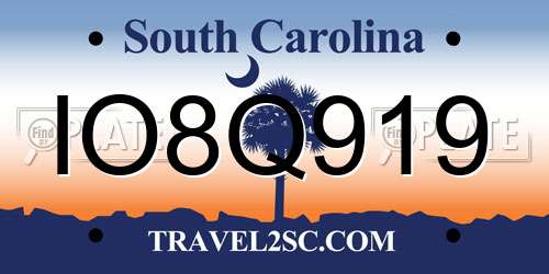 IO8Q919 South Carolina License Plate