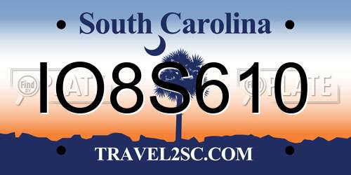 IO8S610 South Carolina License Plate