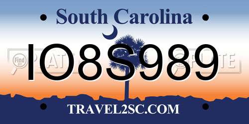 IO8S989 South Carolina License Plate