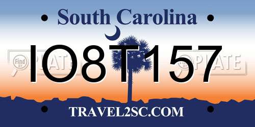 IO8T157 South Carolina License Plate