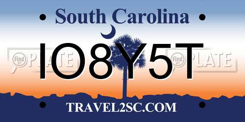 IO8Y5T South Carolina License Plate