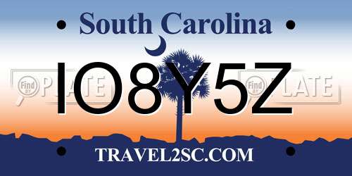 IO8Y5Z South Carolina License Plate