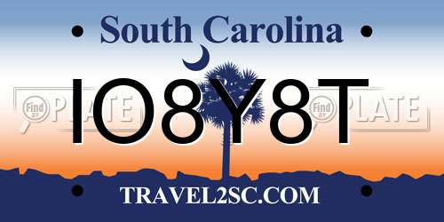 IO8Y8T South Carolina License Plate