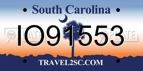 IO91553 South Carolina License Plate