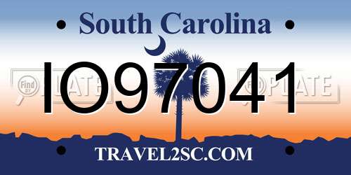 IO97041 South Carolina License Plate