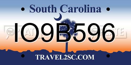 IO9B596 South Carolina License Plate