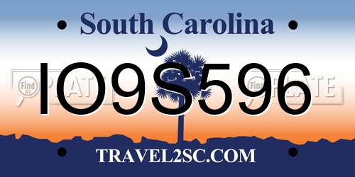IO9S596 South Carolina License Plate
