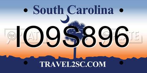 IO9S896 South Carolina License Plate