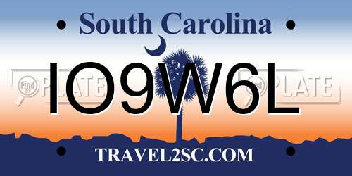 IO9W6L South Carolina License Plate