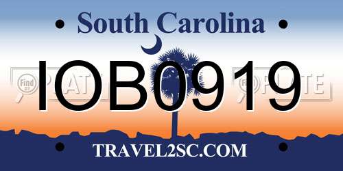 IOB0919 South Carolina License Plate