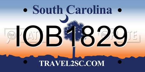 IOB1829 South Carolina License Plate
