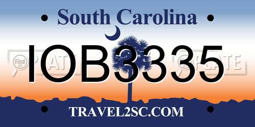 IOB3335 South Carolina License Plate