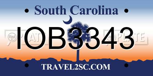 IOB3343 South Carolina License Plate