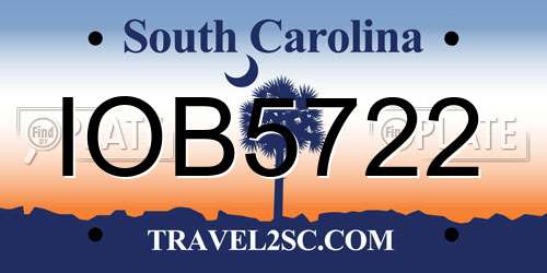 IOB5722 South Carolina License Plate