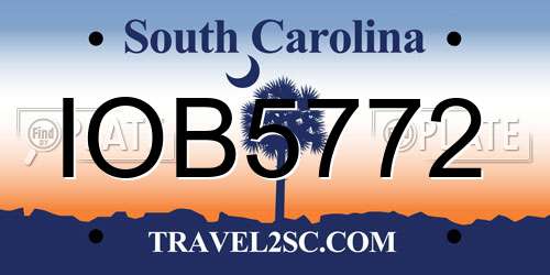 IOB5772 South Carolina License Plate