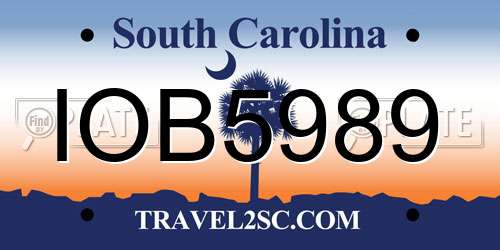 IOB5989 South Carolina License Plate