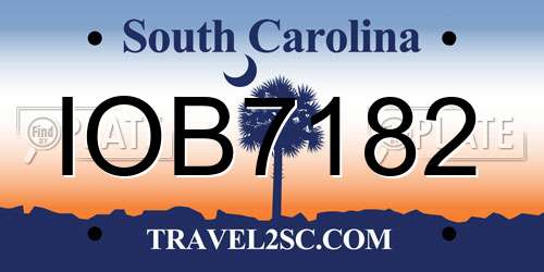 IOB7182 South Carolina License Plate