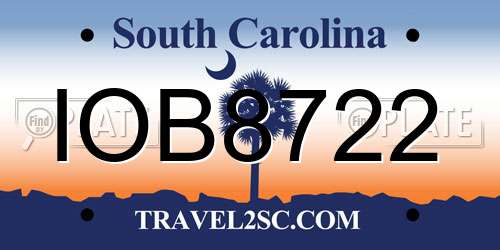 IOB8722 South Carolina License Plate