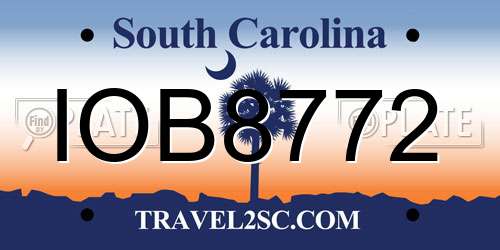 IOB8772 South Carolina License Plate