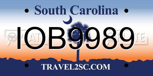 IOB9989 South Carolina License Plate