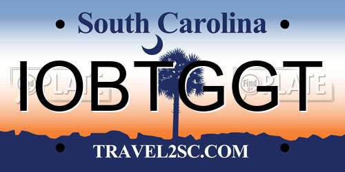 IOBTGGT South Carolina License Plate