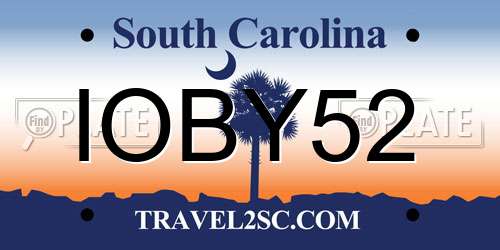 IOBY52 South Carolina License Plate
