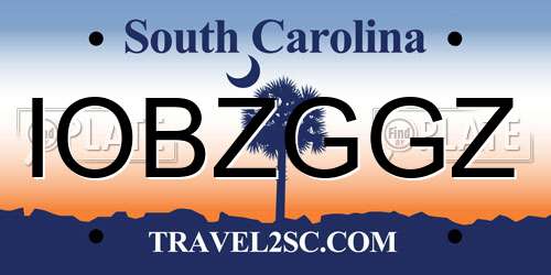 IOBZGGZ South Carolina License Plate