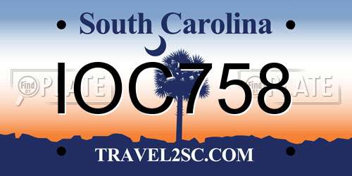 IOC758 South Carolina License Plate