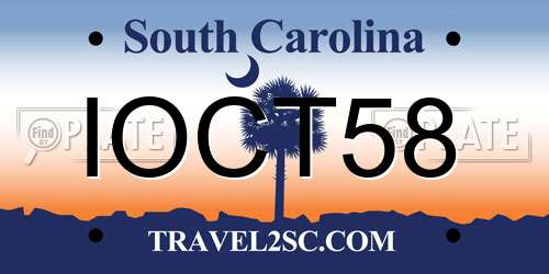 IOCT58 South Carolina License Plate