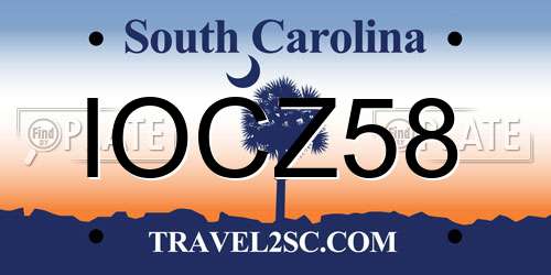 IOCZ58 South Carolina License Plate